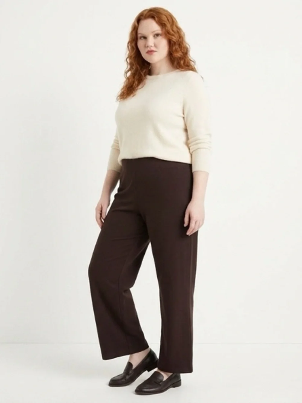 Eileen Fisher Brown wide leg lounge pants size Large